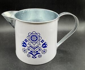 Emalia White Blue Floral Garden Watering Can Made in Poland